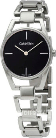 Calvin Klein Dainty Black Dial Silver Steel Strap Watch for Women - K7L23141