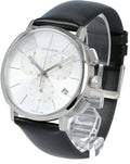 Calvin Klein Posh Silver Dial Black Leather Strap Watch for Men - K8Q371C6