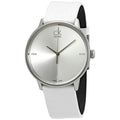 Calvin Klein Accent White Dial White Leather Strap Watch for Women - K2Y2Y1KW