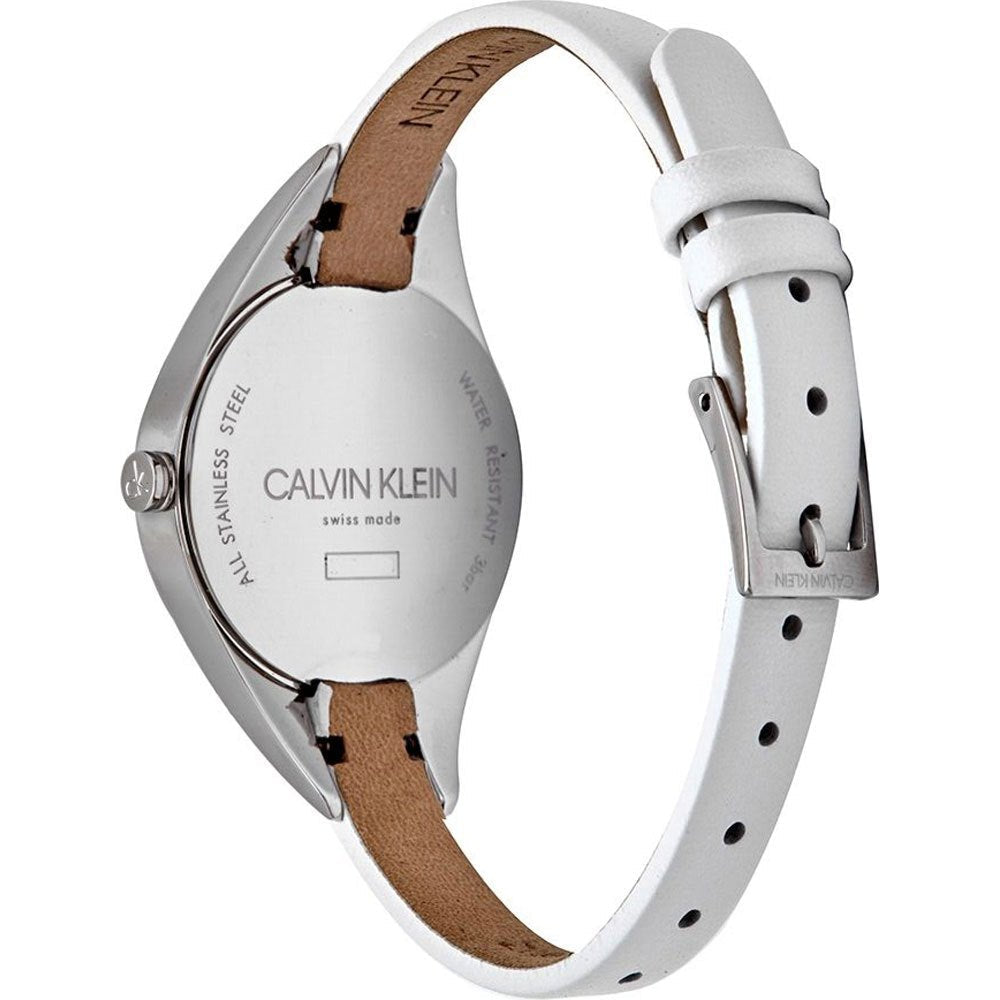 Calvin Klein Rebel White Dial White Leather Strap Watch for Women - K8P231L6