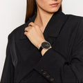 Calvin Klein Full Moon Black Dial Black Leather Strap Watch for Women - K8Y231C1