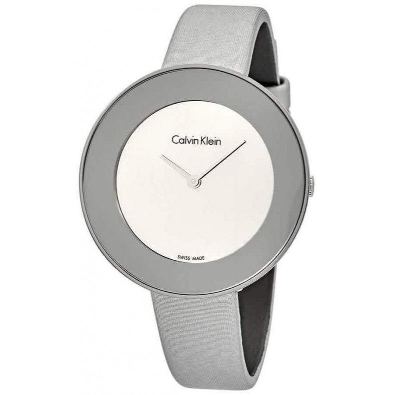 Calvin Klein Chic Silver Dial White Leather Strap Watch for Women - K7N23UP8