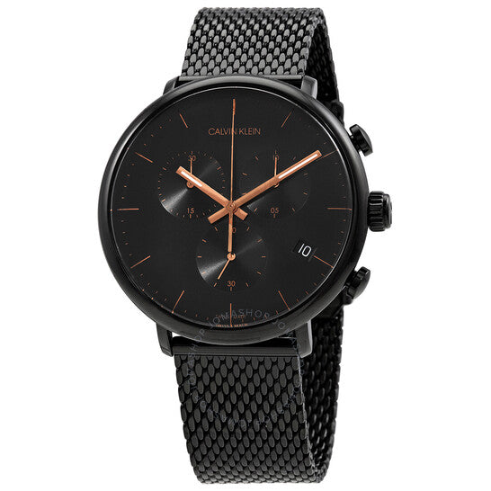 Calvin Klein High Noon Chronograph Black Dial Black Mesh Bracelet Watch for Women - K8M27421