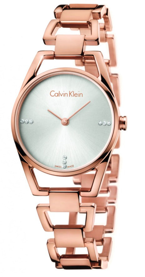 Calvin Klein Stately White Dial Gold Steel Strap Watch for Women - K3G2362W