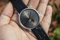 Calvin Klein Accent Black Dial Black Leather Strap Watch for Men - K2Y211C3