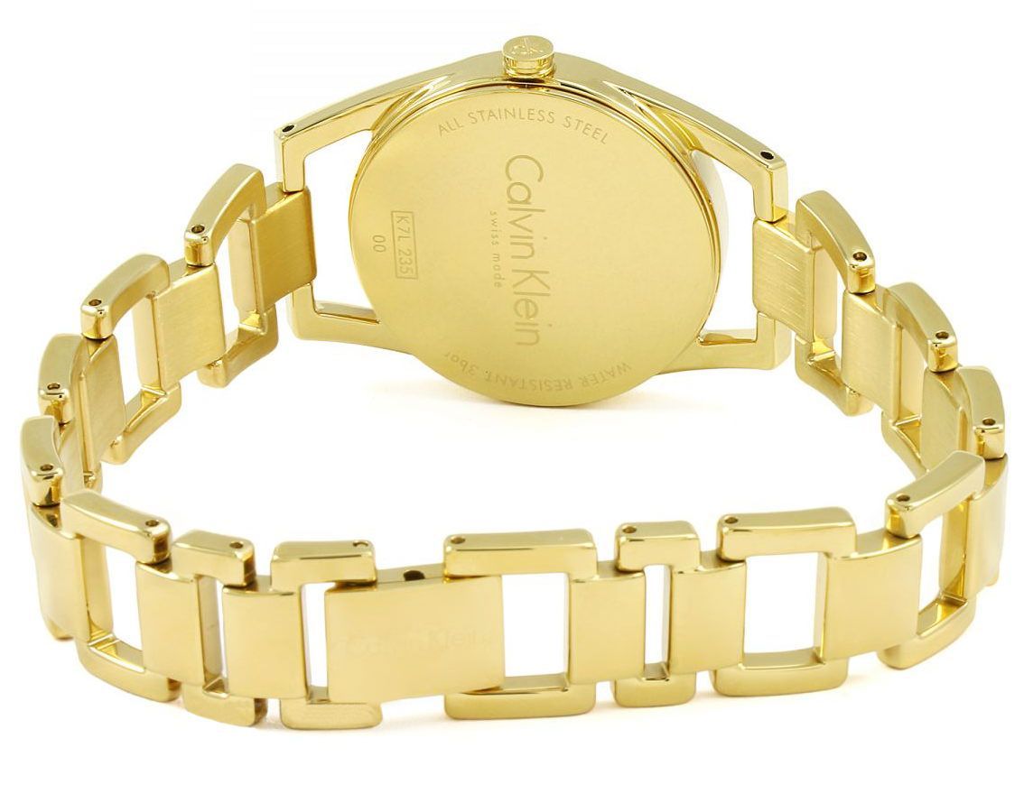 Calvin Klein Stately Silver Dial Gold Steel Strap Watch for Women - K3G23526