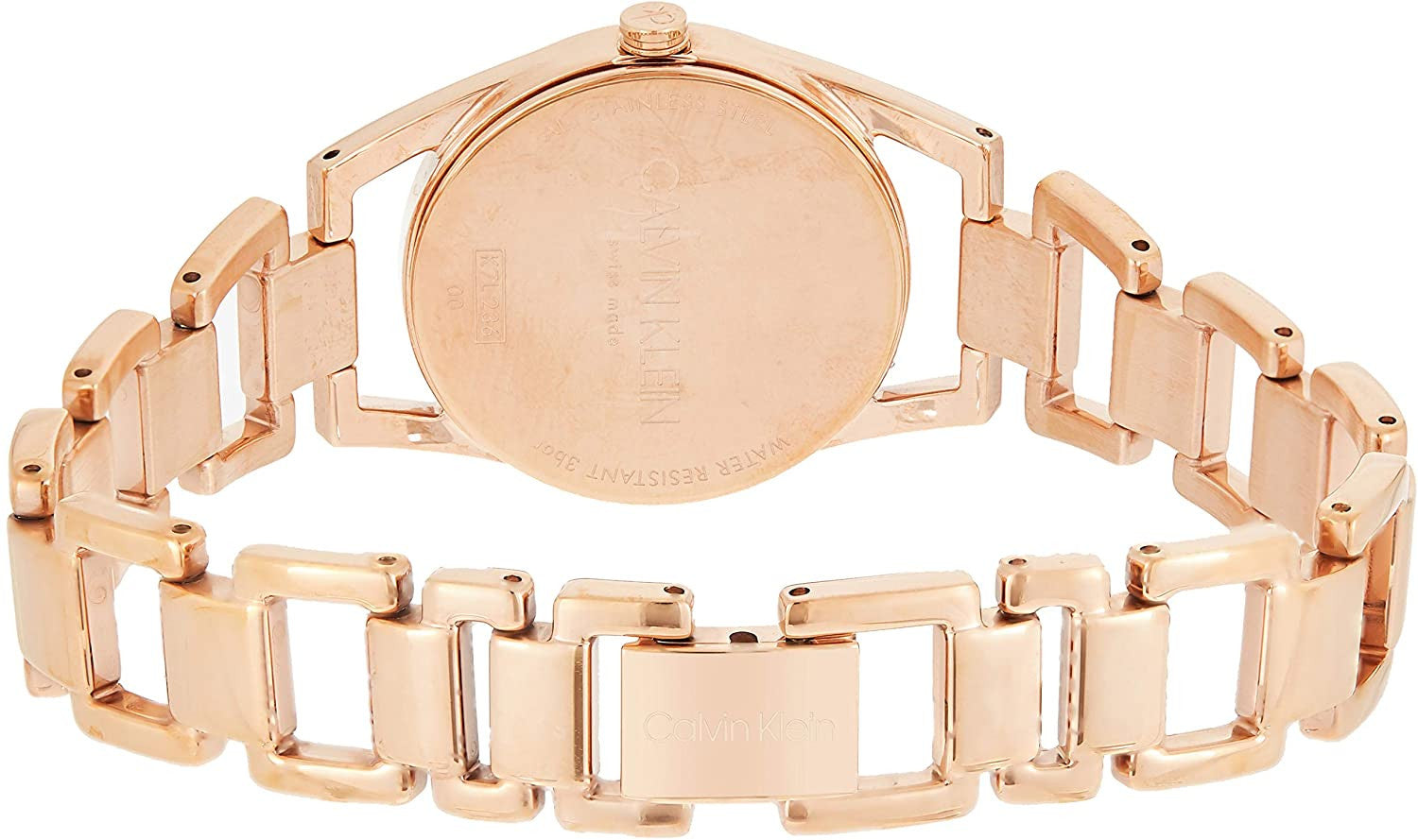 Calvin Klein Dainty White Dial Rose Gold Steel Strap Watch for Women - K7L23646