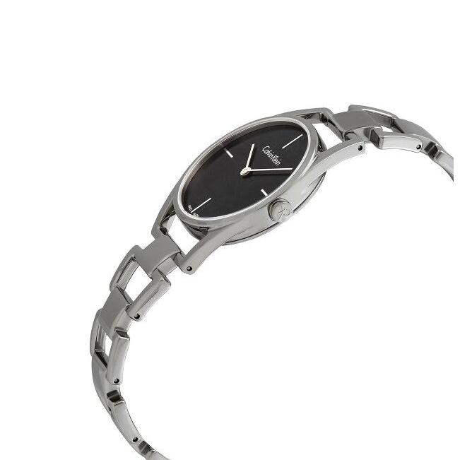 Calvin Klein Dainty Black Dial Silver Steel Strap Watch for Women - K7L23141