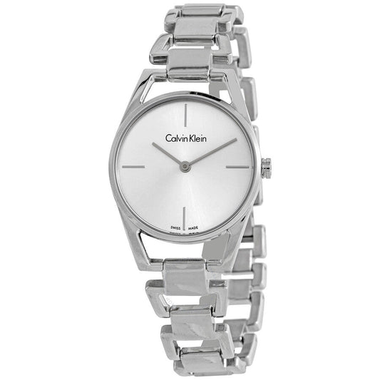 Calvin Klein Dainty Silver Dial Silver Steel Strap Watch for Women - K7L23146