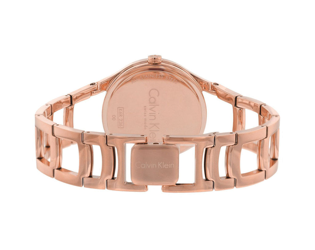 Calvin Klein Class White Dial Rose Gold Steel Strap Watch for Women - K6R23626