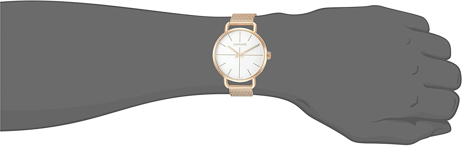 Calvin Klein Even White Dial Rose Gold Mesh Bracelet Watch for Women - K7B21626