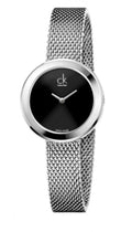 Calvin Klein Firm Black Dial Silver Mesh Bracelet Watch for Women - K3N23121