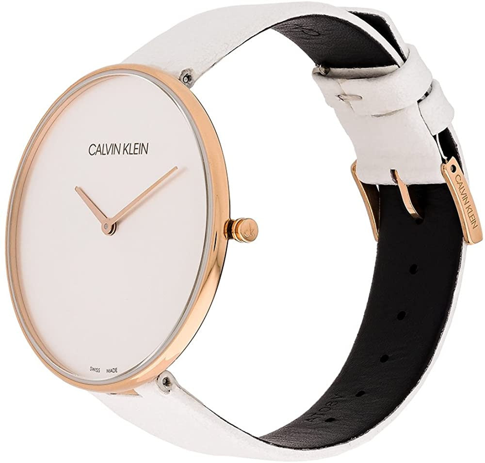 Calvin Klein Full Moon White Dial White Leather Strap Watch for Women - K8Y236L6