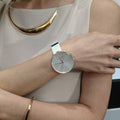 Calvin Klein Full Moon White Dial White Leather Strap Watch for Women - K8Y236L6