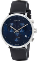 Calvin Klein High Noon Chronograph Blue Dial Black Leather Strap Watch for Men - K8M271CN