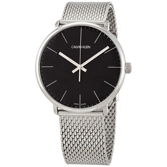 Calvin Klein High Noon Black Dial Silver Mesh Bracelet Watch for Men - K8M21121