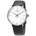 Calvin Klein High Noon Quartz White Dial Black Leather Strap Watch for Men - K8M211C6