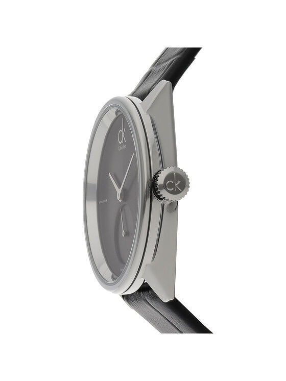 Calvin Klein Accent Black Dial Black Leather Strap Watch for Women - K2Y231C3