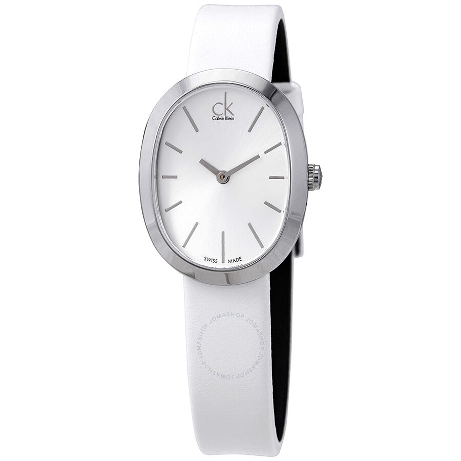 Calvin Klein Incentive White Dial White Leather Strap Watch for Women - K3P231L6