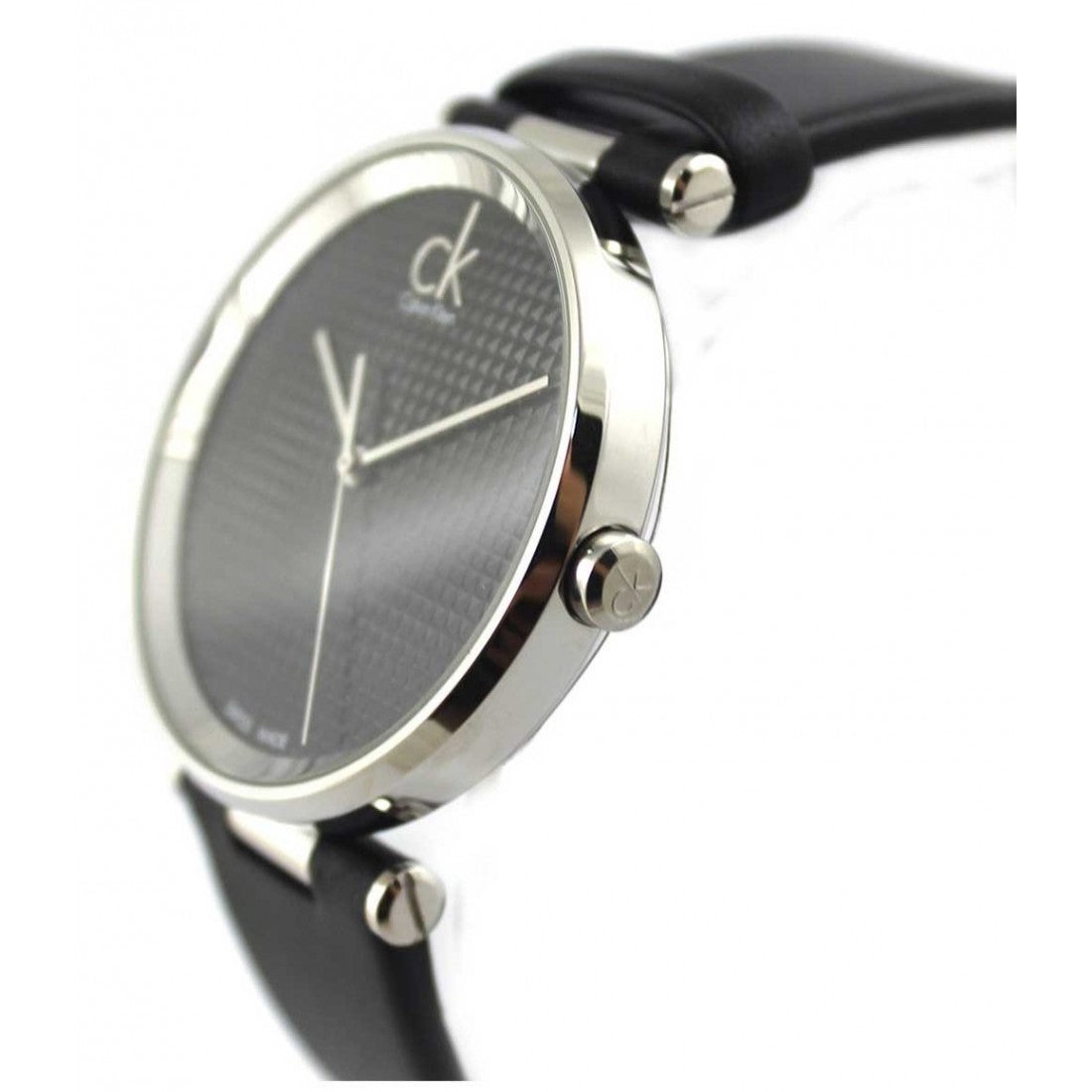 Calvin Klein Sight Black Dial Black Leather Strap Watch for Men - K1S21102