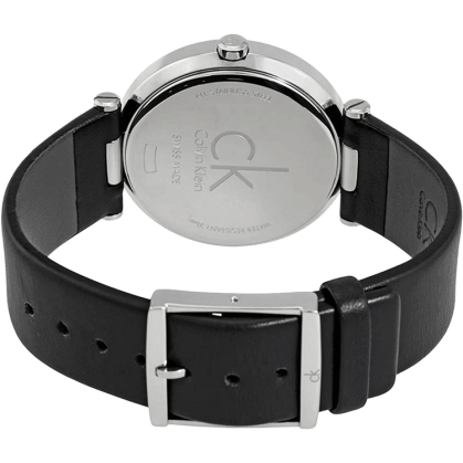 Calvin Klein Sight Silver Dial Black Leather Strap Watch for Men - K1S21120