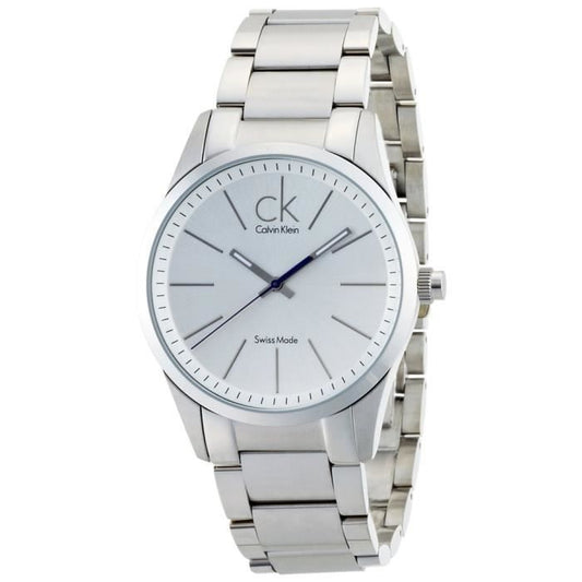 Calvin Klein Bold White Dial Silver Steel Strap Watch for Men - K2241120