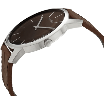 Calvin Klein City Brown Dial Brown Leather Strap Watch for Men - K2G211GK