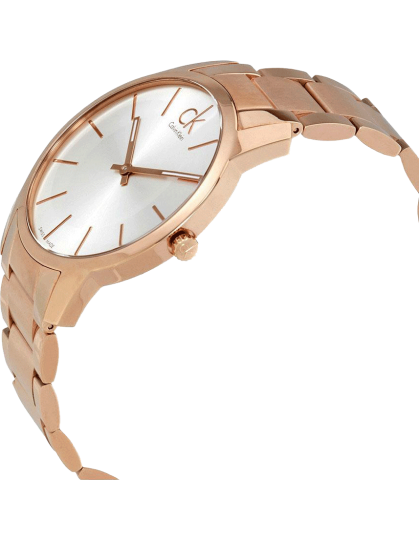 Calvin Klein City White Dial Rose Gold Steel Strap Watch for Men - K2G21646