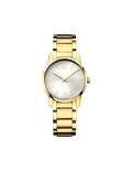 Calvin Klein City White Dial Gold Steel Strap Watch for Women - K2G23546