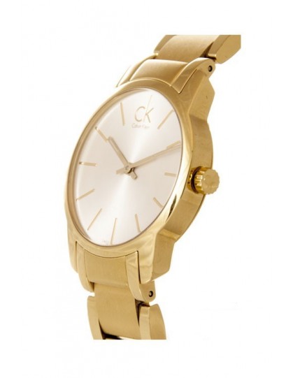 Calvin Klein City White Dial Gold Steel Strap Watch for Women - K2G23546