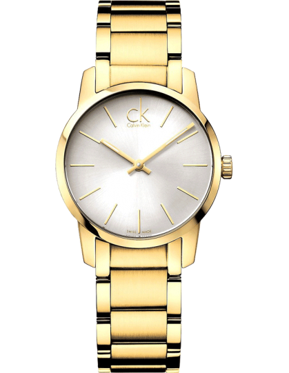 Calvin Klein City White Dial Gold Steel Strap Watch for Women - K2G23546