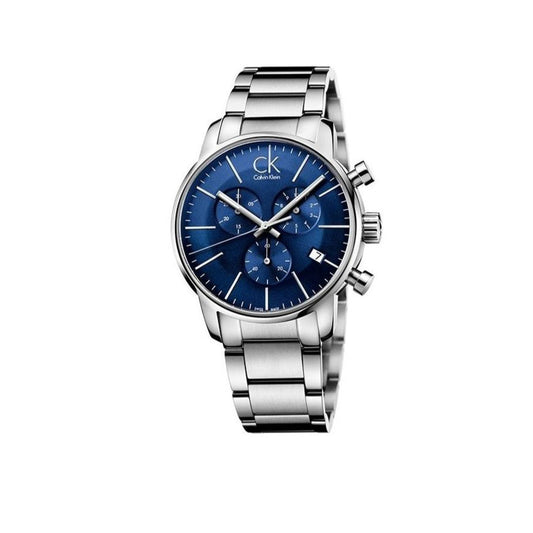 Calvin Klein City Chronograph Blue Dial Silver Steel Strap Watch for Men - K2G2714N