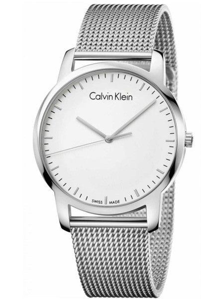 Calvin Klein City Chronograph White Dial Silver Mesh Bracelet Watch for Men - K2G2G126