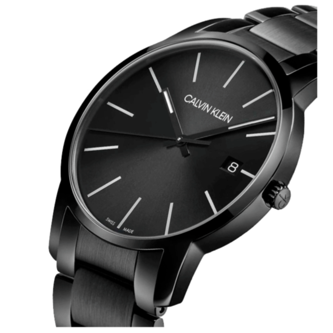 Calvin Klein City Quartz Black Dial Black Steel Strap Watch for Men - K2G2G4B1