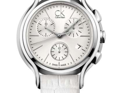 Calvin Klein Skirt White Dial White Leather Strap Watch for Women - K2U291L6