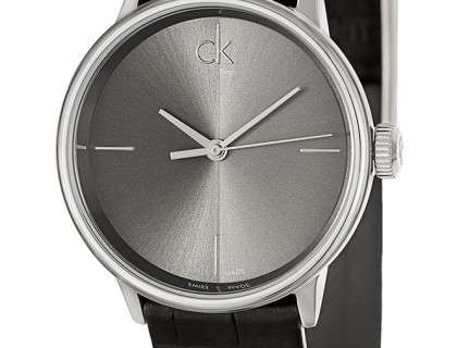 Calvin Klein Accent Black Dial Black Leather Strap Watch for Women  - K2Y2Y1C3