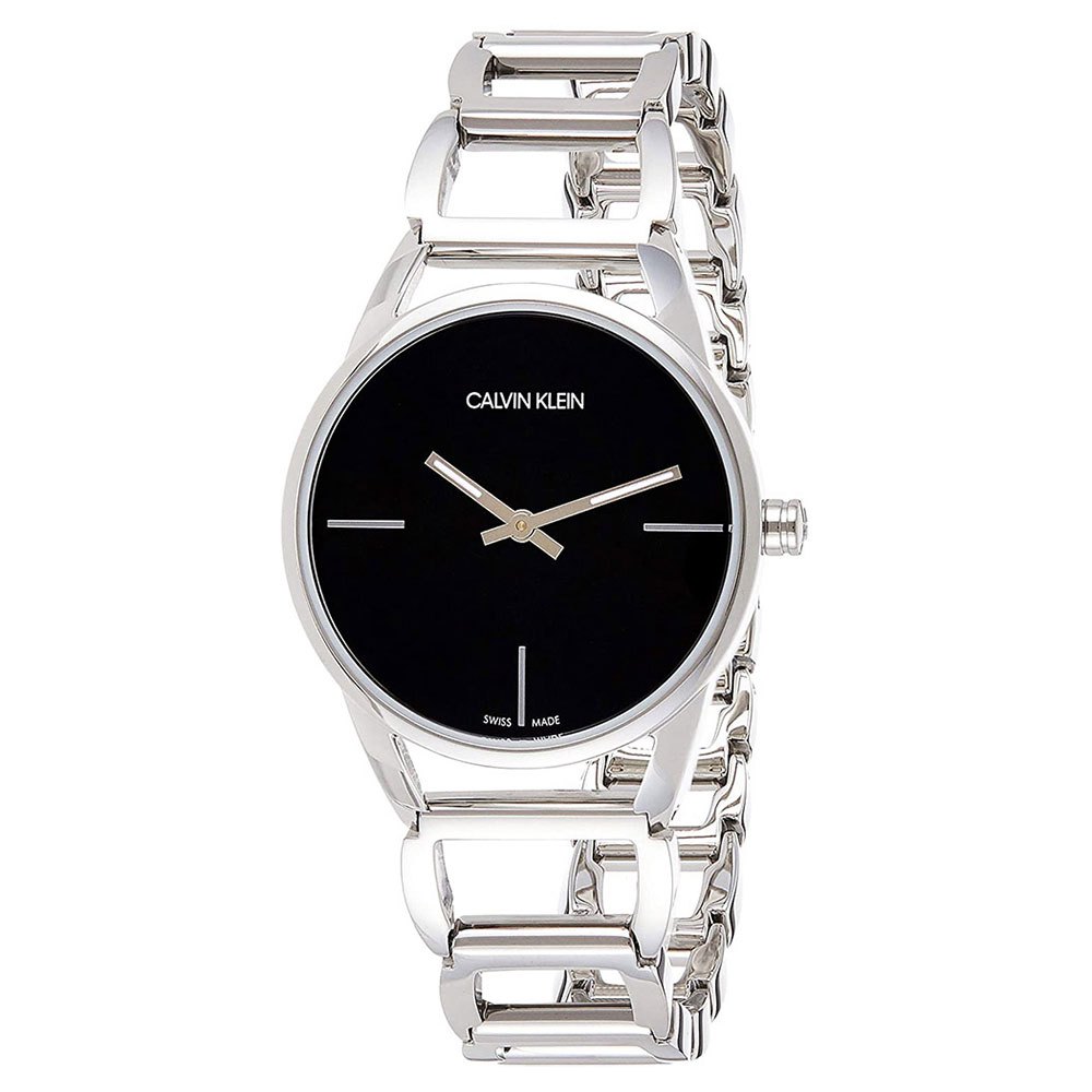 Calvin Klein Stately Black Dial Silver Steel Strap Watch for Women - K3G23121