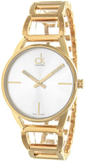 Calvin Klein Stately Silver Dial Gold Steel Strap Watch for Women - K3G23526