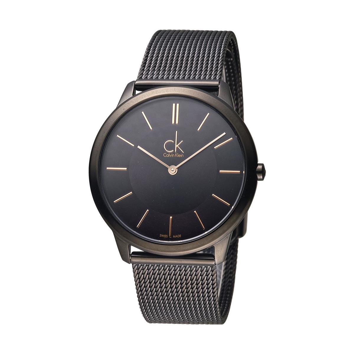 Calvin Klein Minimal Black Dial Black Mesh Bracelet Watch for Men - K3M21421