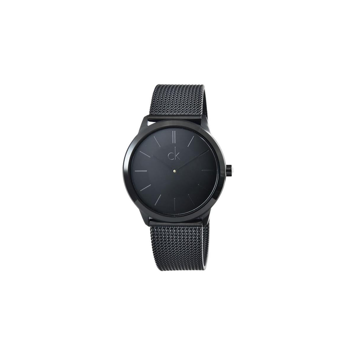 Calvin Klein Minimal Black Dial Black Mesh Bracelet Watch for Men - K3M224B1