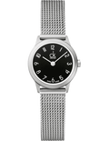 Calvin Klein Minimal Black Dial Silver Mesh Bracelet Watch for Women - K3M53151