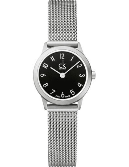 Calvin Klein Minimal Black Dial Silver Mesh Bracelet Watch for Women - K3M53151