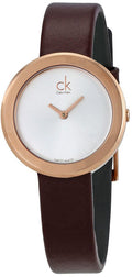 Calvin Klein Firm White Dial Brown Leather Strap Watch for Women - K3N236G6