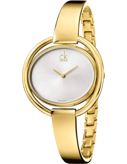 Calvin Klein Impetuous White Dial Gold Steel Strap Watch for Women - K4F2N516