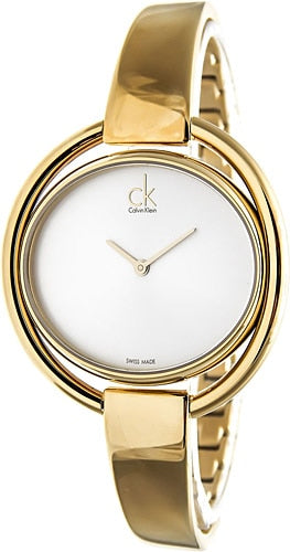 Calvin Klein Impetuous White Dial Gold Steel Strap Watch for Women - K4F2N516