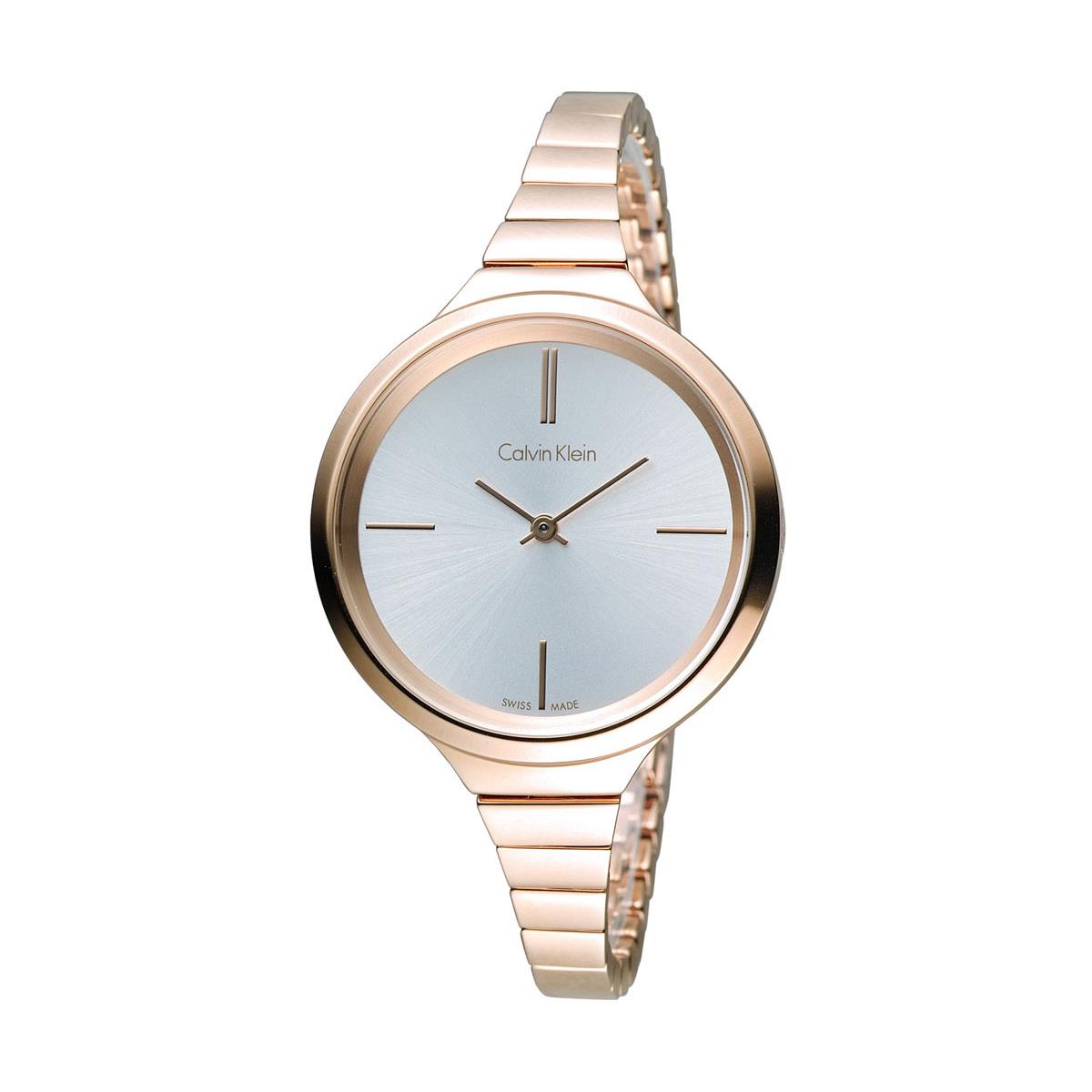 Calvin Klein Lively White Dial Rose Gold Steel Strap Watch for Women - K4U23626