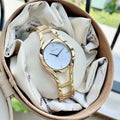 Calvin Klein Class White Dial Gold Steel Strap Watch for Women - K6R23526