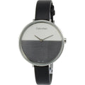 Calvin Klein Rise Grey Dial Black Leather Strap Watch for Women - K7A231C3