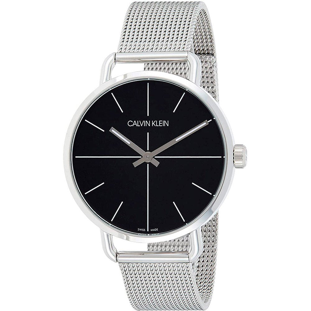 Calvin Klein Even Black Dial Silver Mesh Bracelet Watch for Women - K7B21121