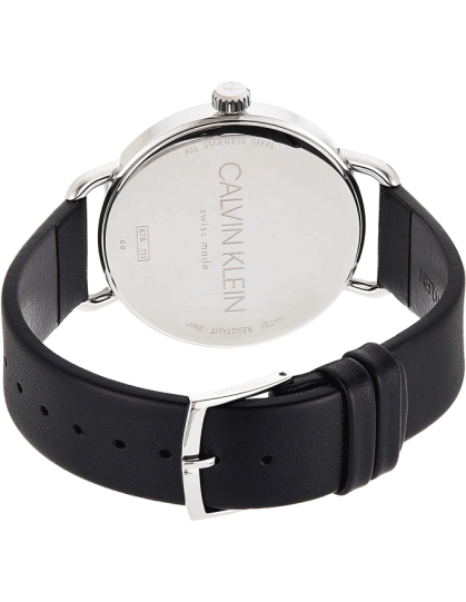 Calvin Klein Even White Dial Black Leather Strap Watch for Women - K7B211C6